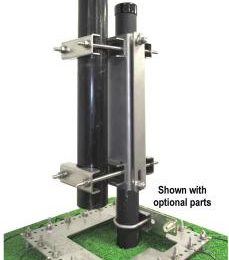 base of a ham radio tower with radials installed