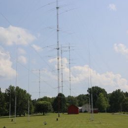 Large array of ham radio antenna towers