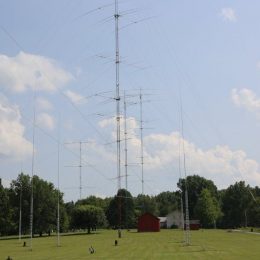 Large array of ham radio antenna towers