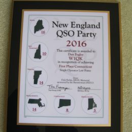 new england qso party framed certificate