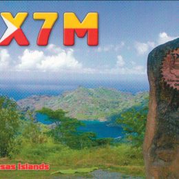 TX7M ham radio QSL card from Marquesas Islands
