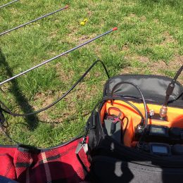 a small portable ham radio station in a backpack
