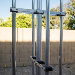 close up of clamped sections of a ham radio antenna