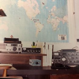 vintage photo of a home ham radio station