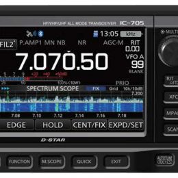 Icom IC-705 ham radio front display