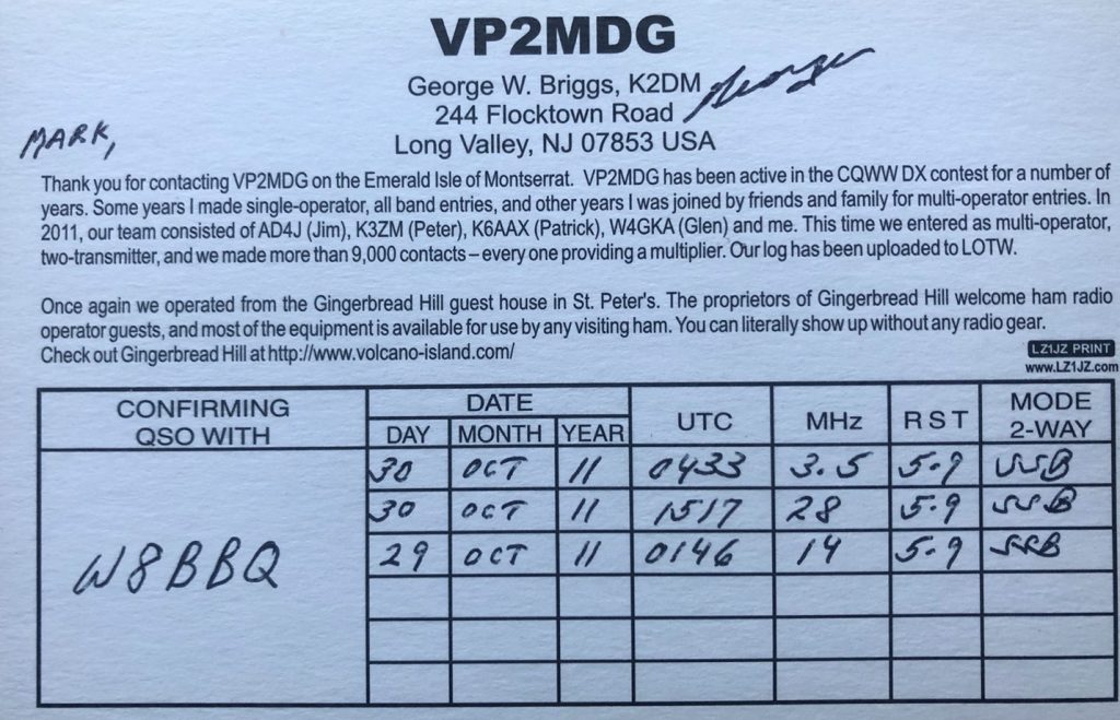 Montserrat QSL Card