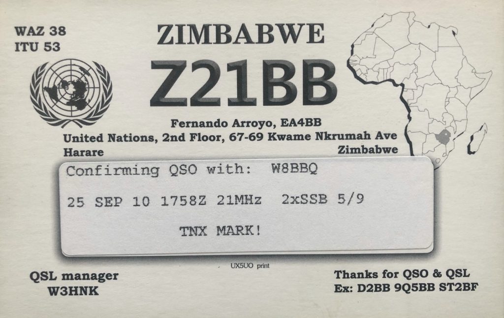 Zimbabwe QSL Card