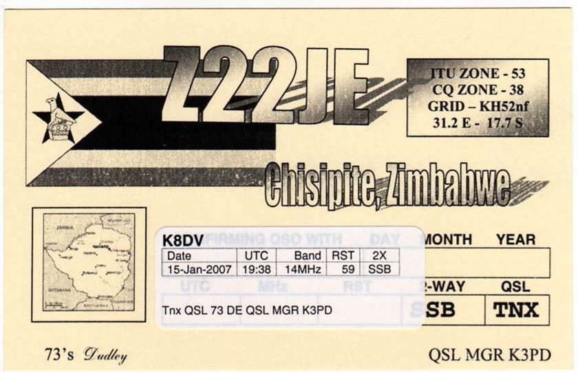 Zimbabwe QSL Card