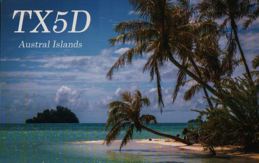 Austral Islands QSL Card, TX5D