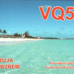 Vq5M Ham Radio QSL card from Turks and Caicos, front