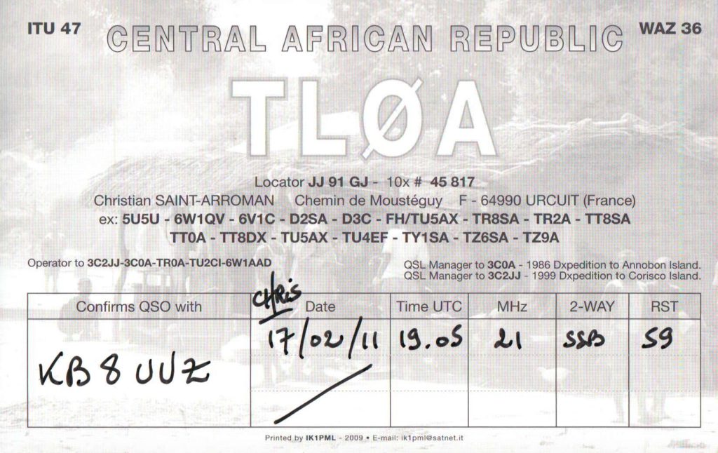 Central African Republic QSL Card