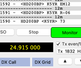 FT8 frequency settings software screenshot