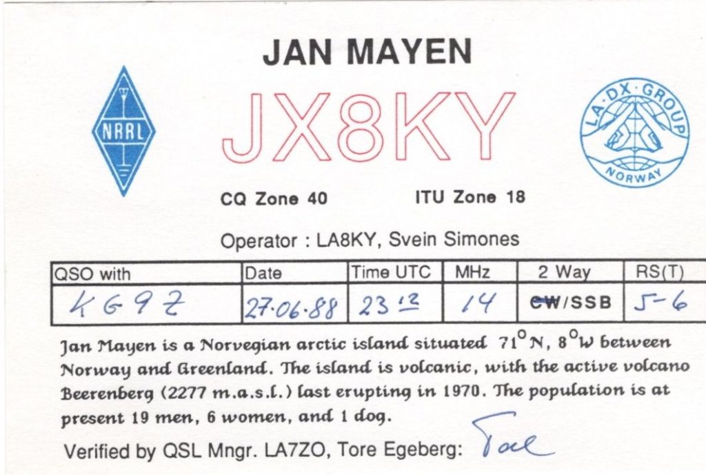 Jan Mayen QSL Card