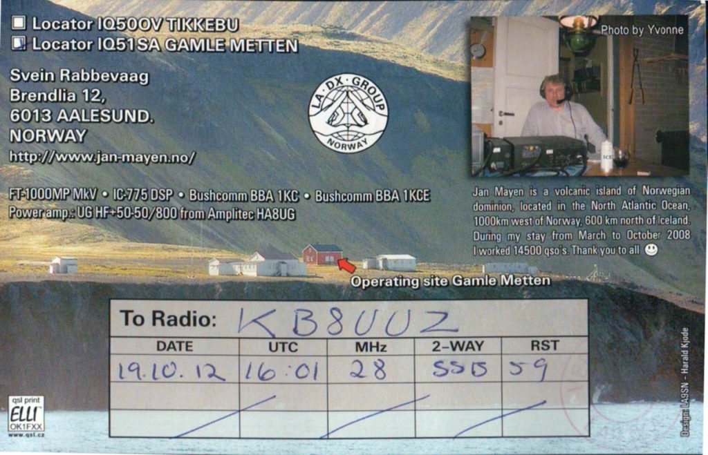 Jan Mayen QSL Card