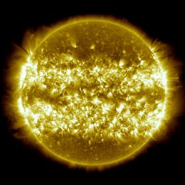 illustration of dramatic sun solar flares