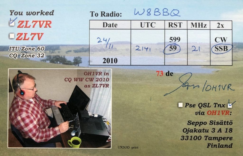 Chatham Islands QSL Card