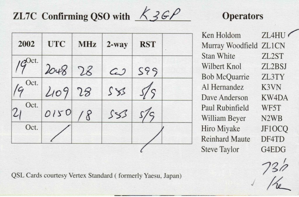 Chatham Islands QSL Card