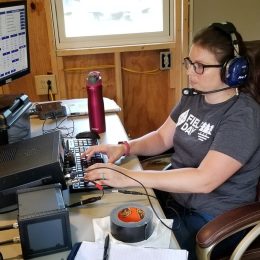 a ham radio operator using a field day station