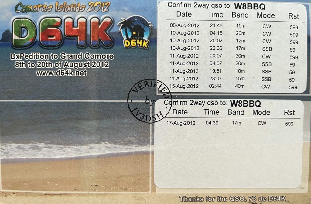 Comoros Island QSL Card