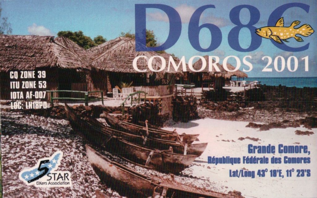 Comoros Islands 2001 QSL Card