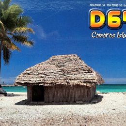 D64K Ham radio QSL Card from Comoros Islands, front
