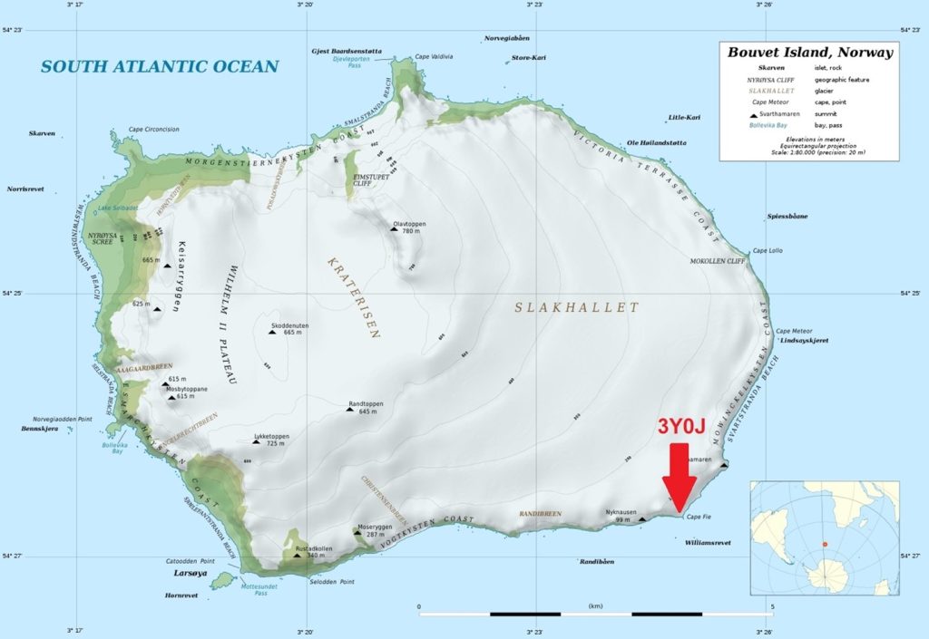 Map showing Bouvet Island Landing Site