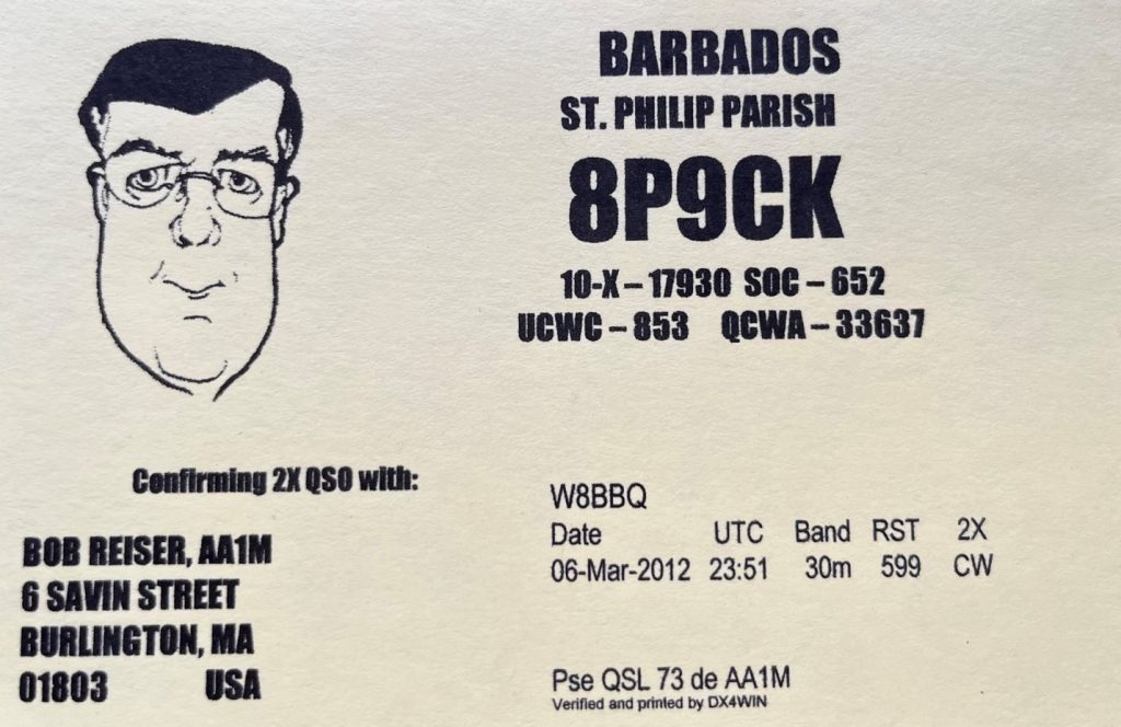 Barbados QSL Card photo