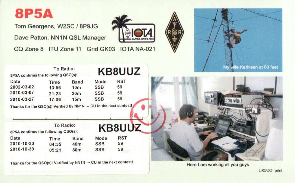 Barbados QSL Card photo