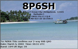 Barbados QSL Card photo