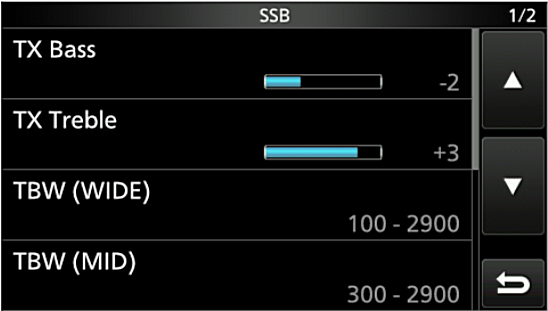 Icom IC-7300 bandwidth settings illustration