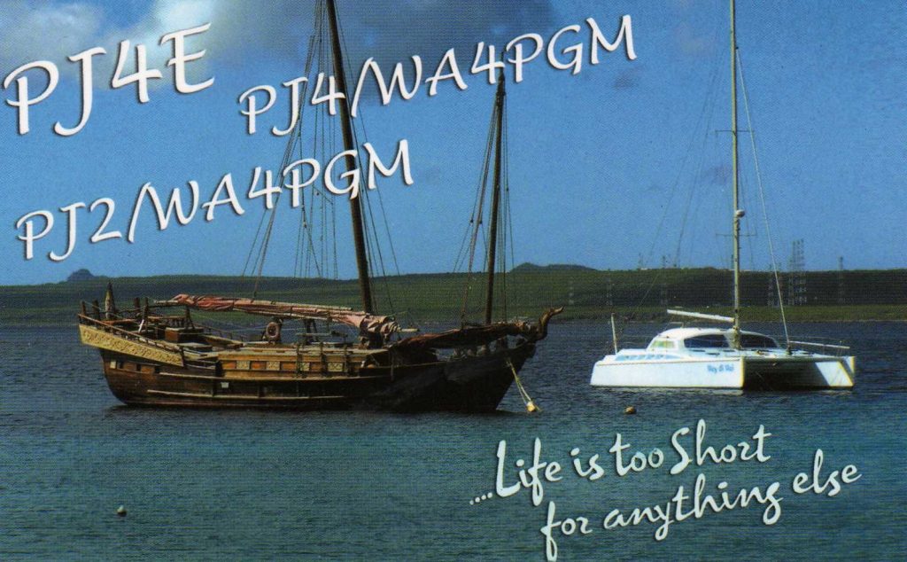 Bonaire QSL Card with boats