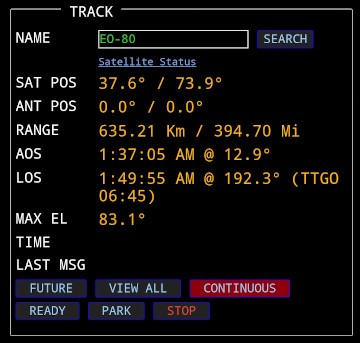 Pass Predictions setting screen for Self-Contained Antenna Tracker