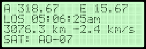 Pass Predictions setting screen for Self-Contained Antenna Tracker