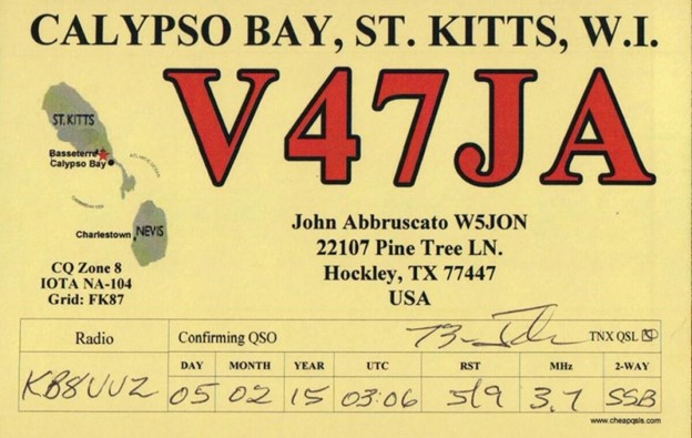 Calypso Bay, St. Kitts QSL Card