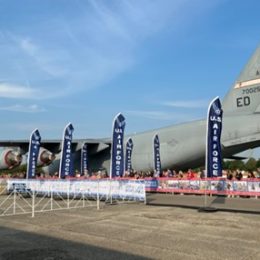 large military cargo plane at event