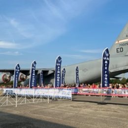 large military cargo plane at event