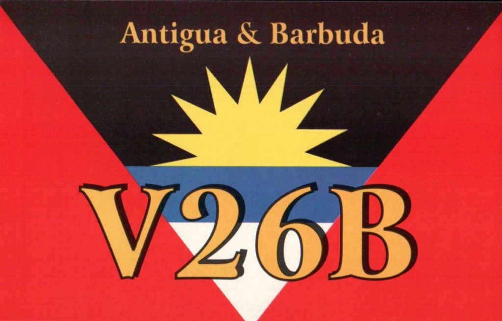 Antigua & Barbuda QSL Card with flag