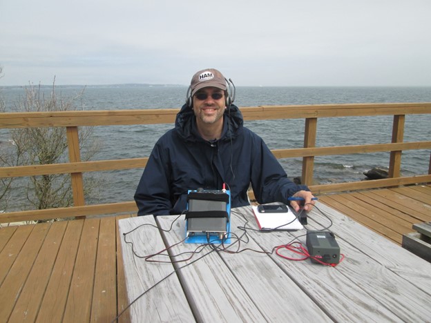 Ham Radio operator on Outer Island in the Thimble Islands group off Connecticut 