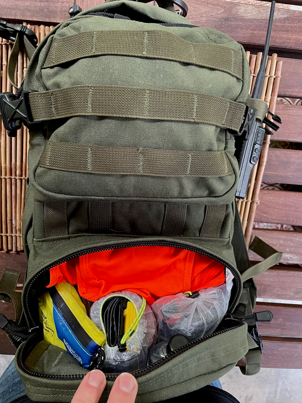 Backpack with Ham radio gear