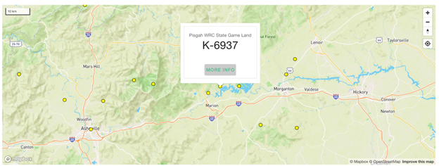 Pisgah Game Lands map