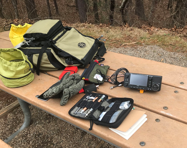 POTA ham radio gear on a table