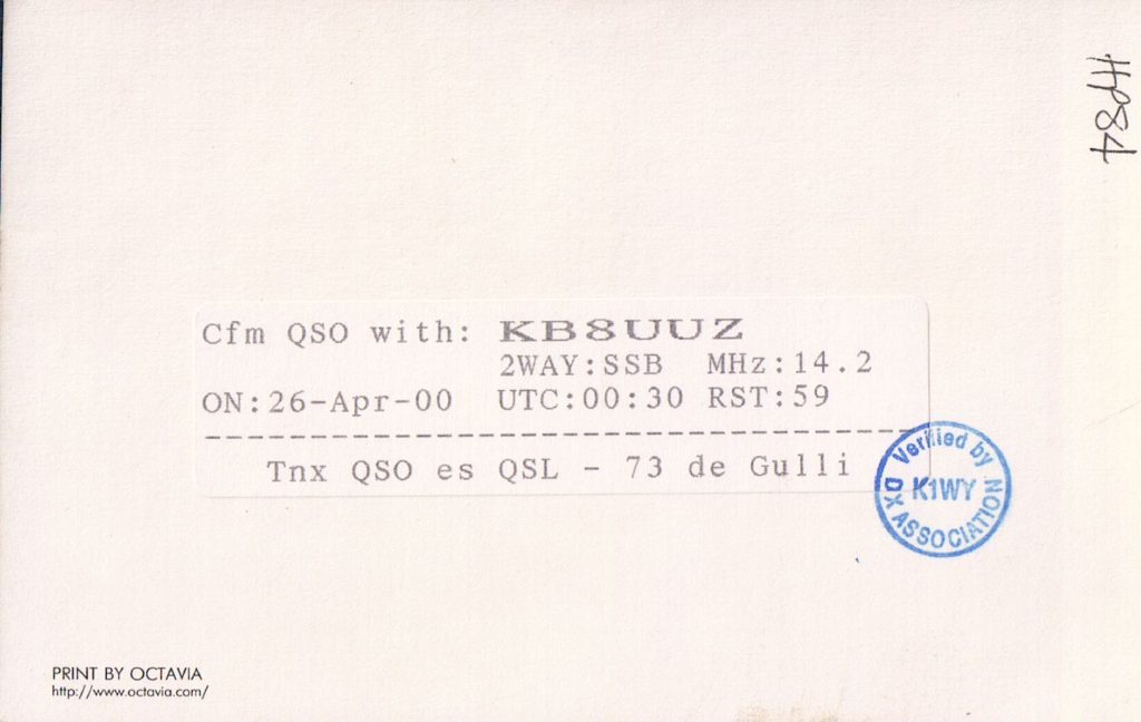 Verified Iceland QSL Card