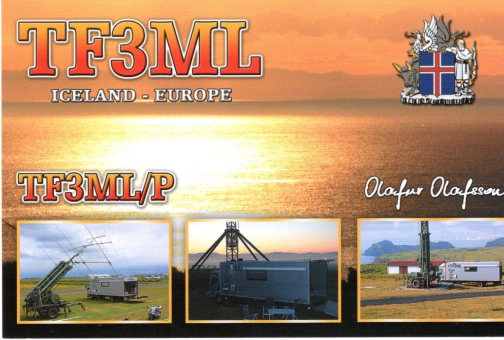 Iceland QSL Card, TF3ML, sunset photo