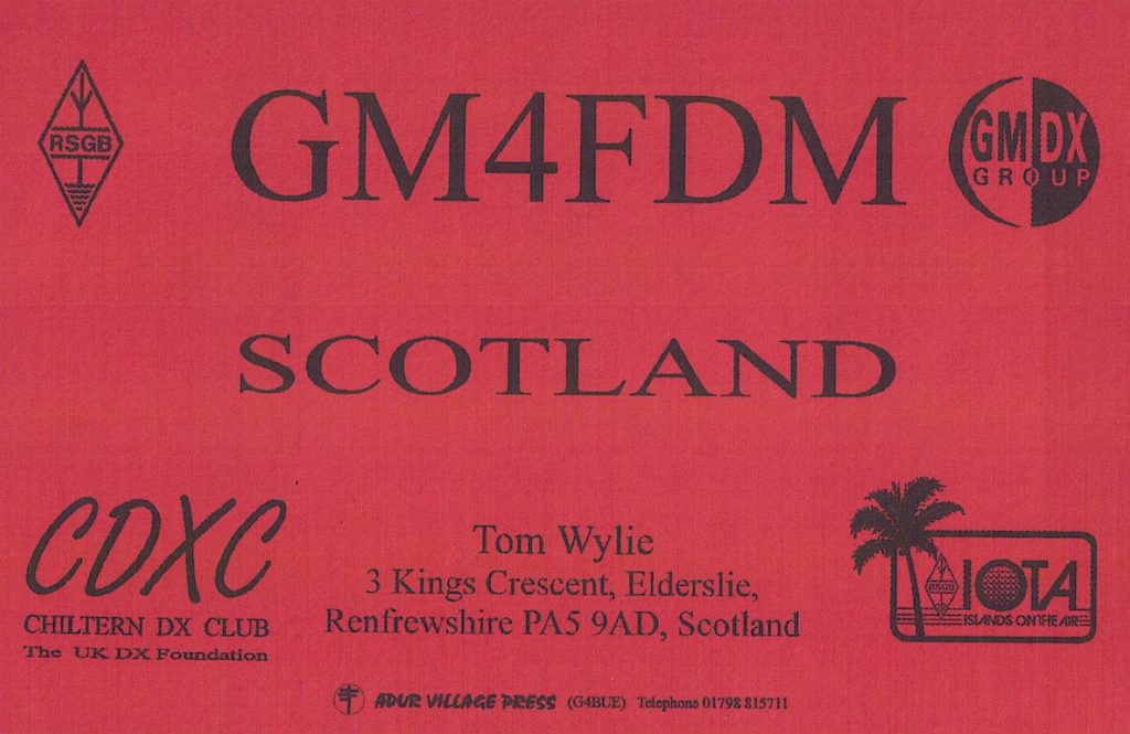 Scotland GM4FDM QSL card
