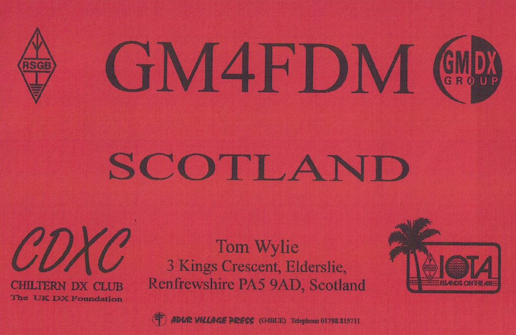 Scotland GM4FDM QSL card