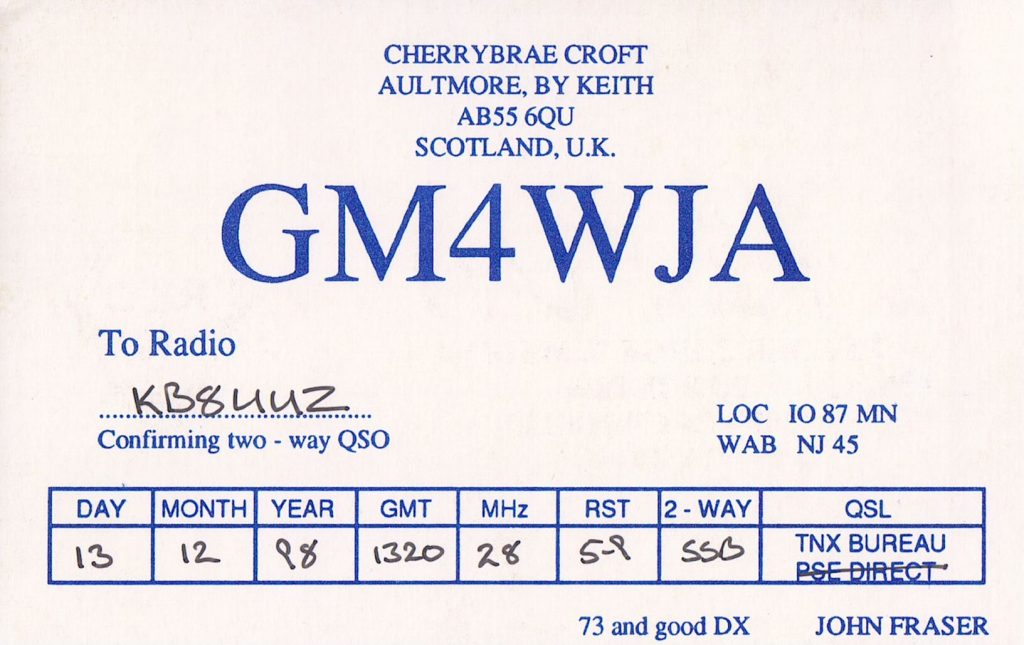 Scotland QSL Card, GM4WJA