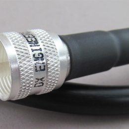 close up of a dx engineering connector on coaxial cable