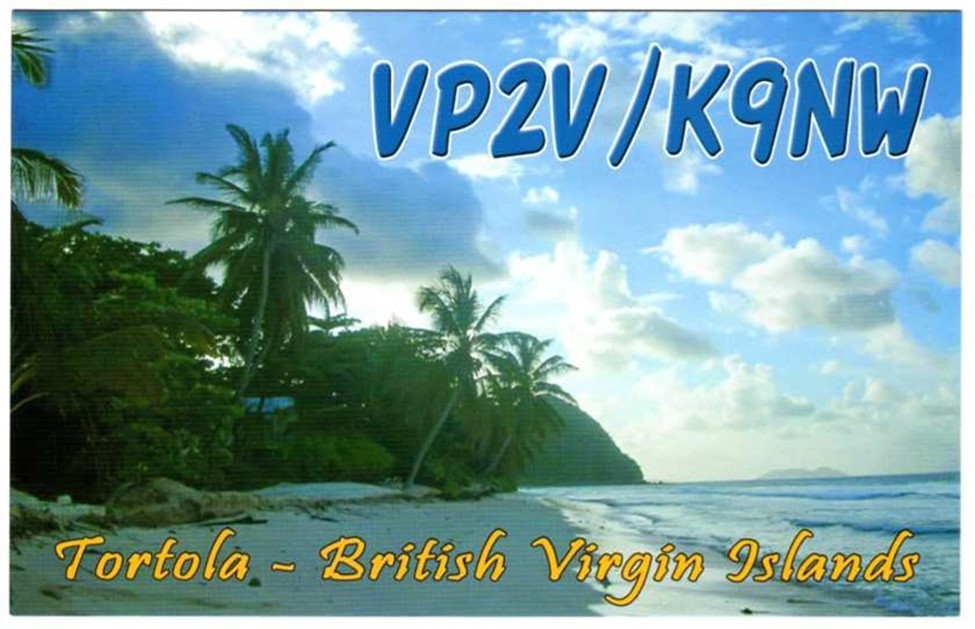 Tortola-British Virgin Islands QSL Card, VP2V/K9NW