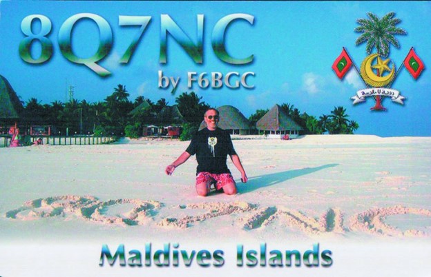 Maldives Islands QSL card, 8Q7NC