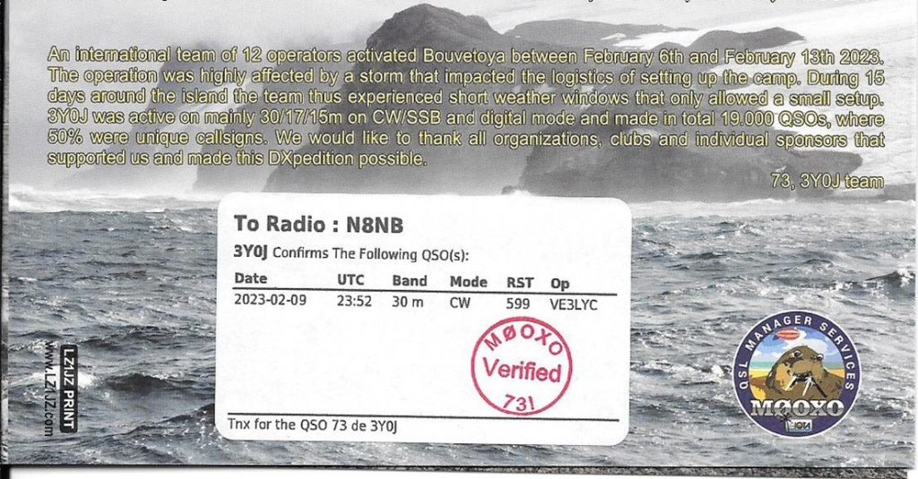 Bouvet Island QSL Card from 2023